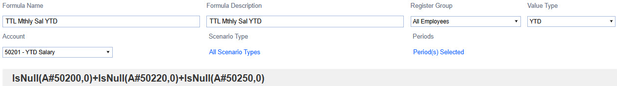 Year to date formula selectable criteria